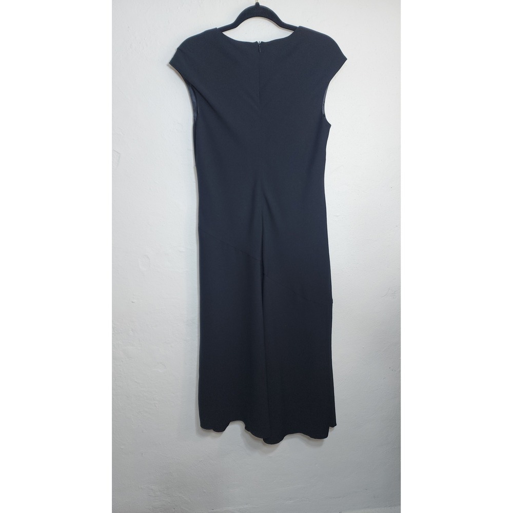 AGB Dress Byer California Midi Dress 8 Black Polyester 90s‎ Surplice Ruffle Hem - Picture 2 of 5